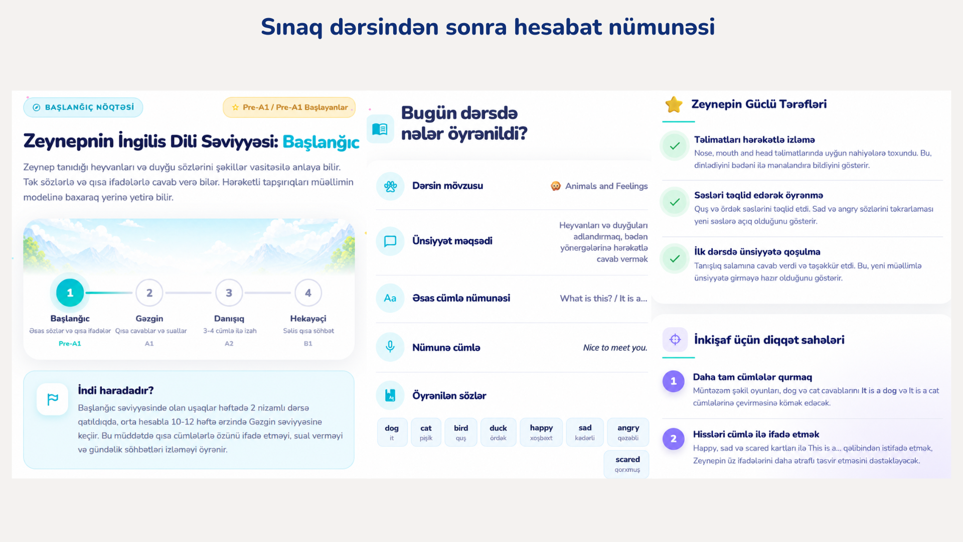 Sınaq dərsindən sonrakı hesabat I