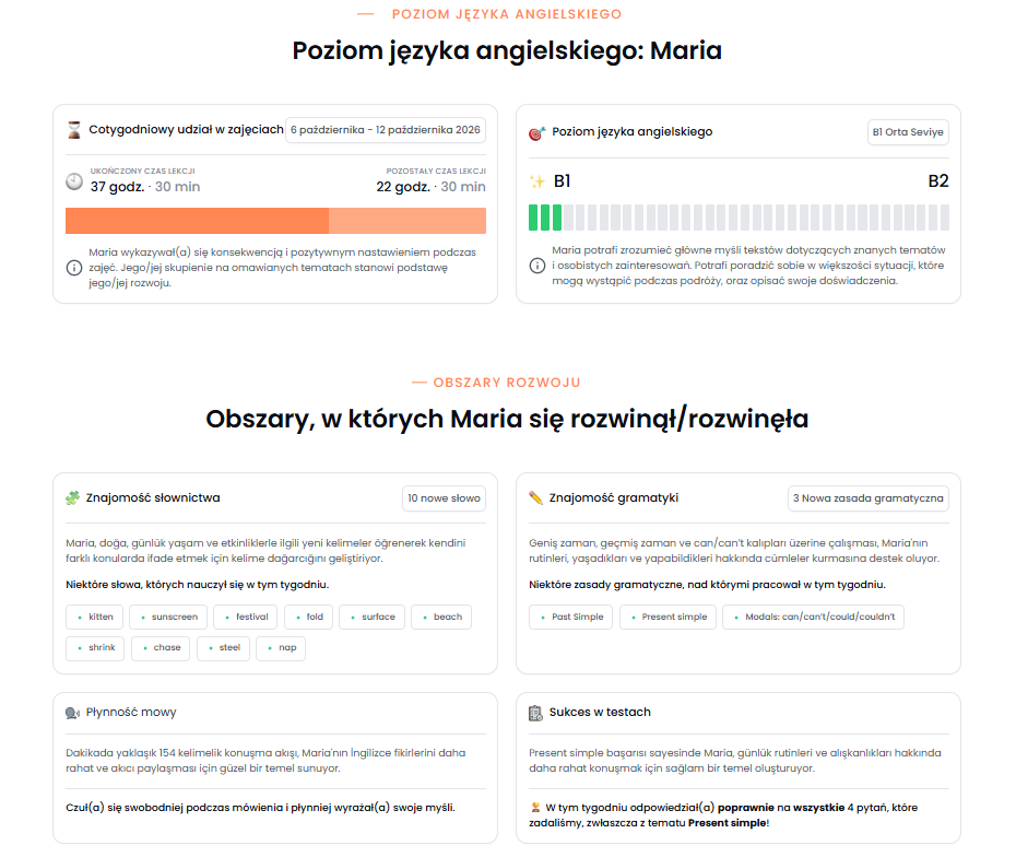 Przykładowy raport FLAI dla rodziców I