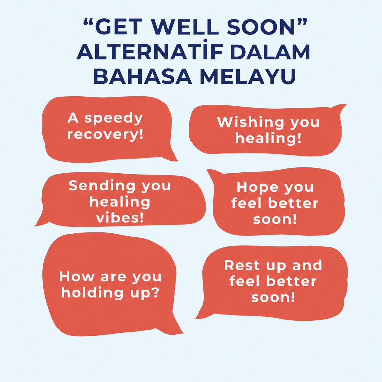 Ungkapan Alternatif Sokongan dan Kesembuhan untuk Mengucapkan “Cepat Sembuh” dalam Bahasa Inggeris