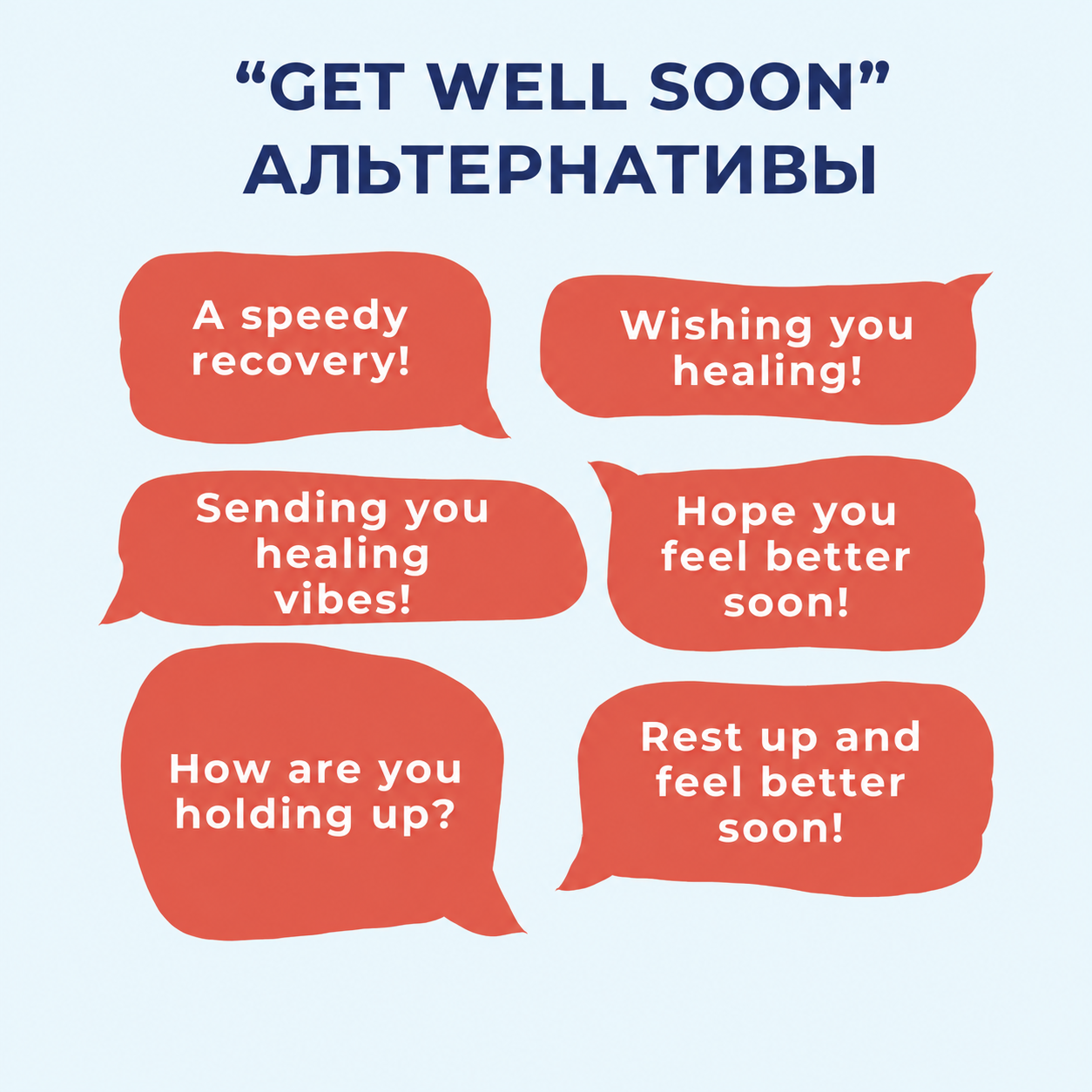 Альтернативные выражения поддержки и пожелания выздоровления на английском языке