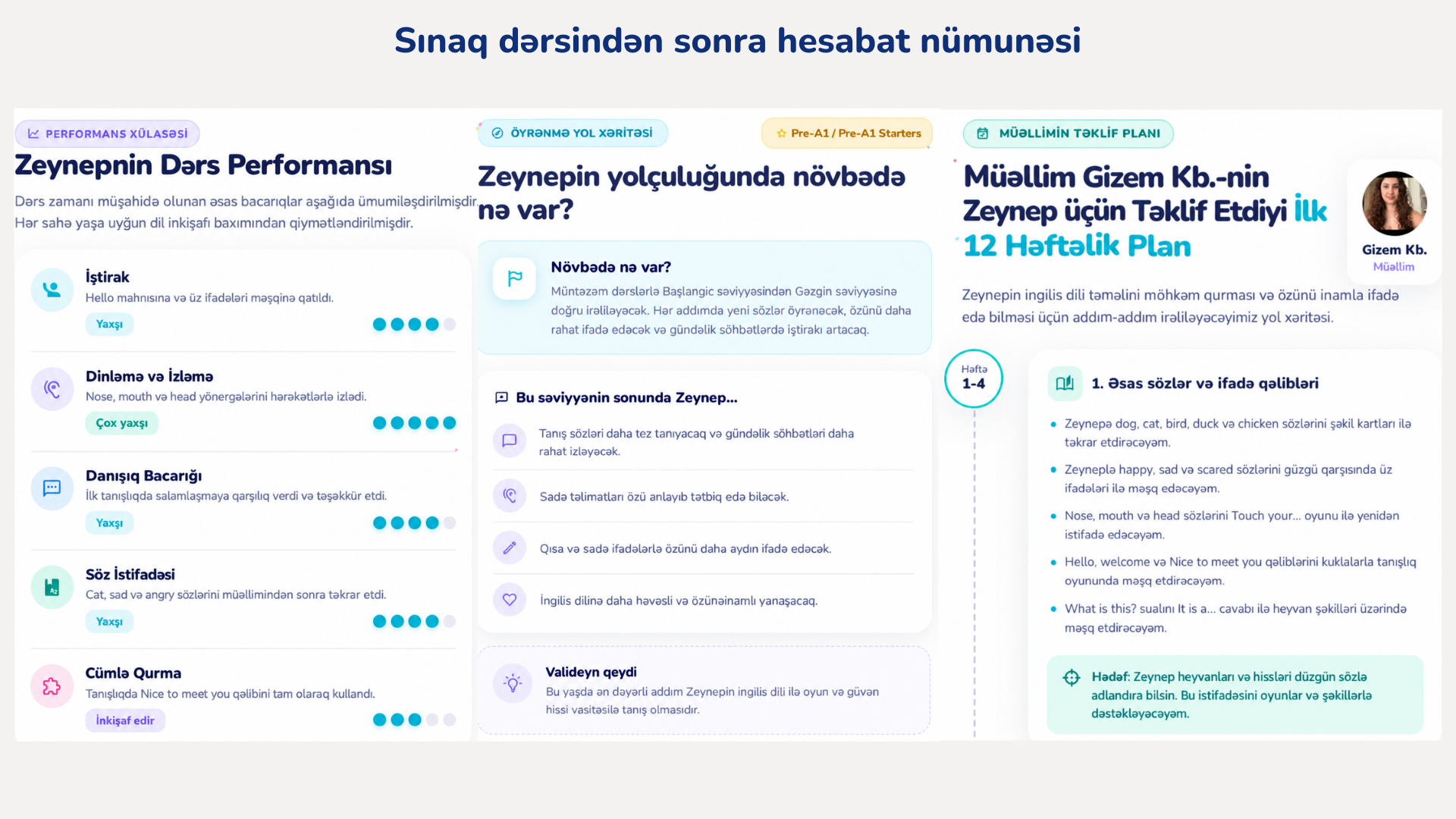 Sınaq dərsindən sonrakı hesabat II