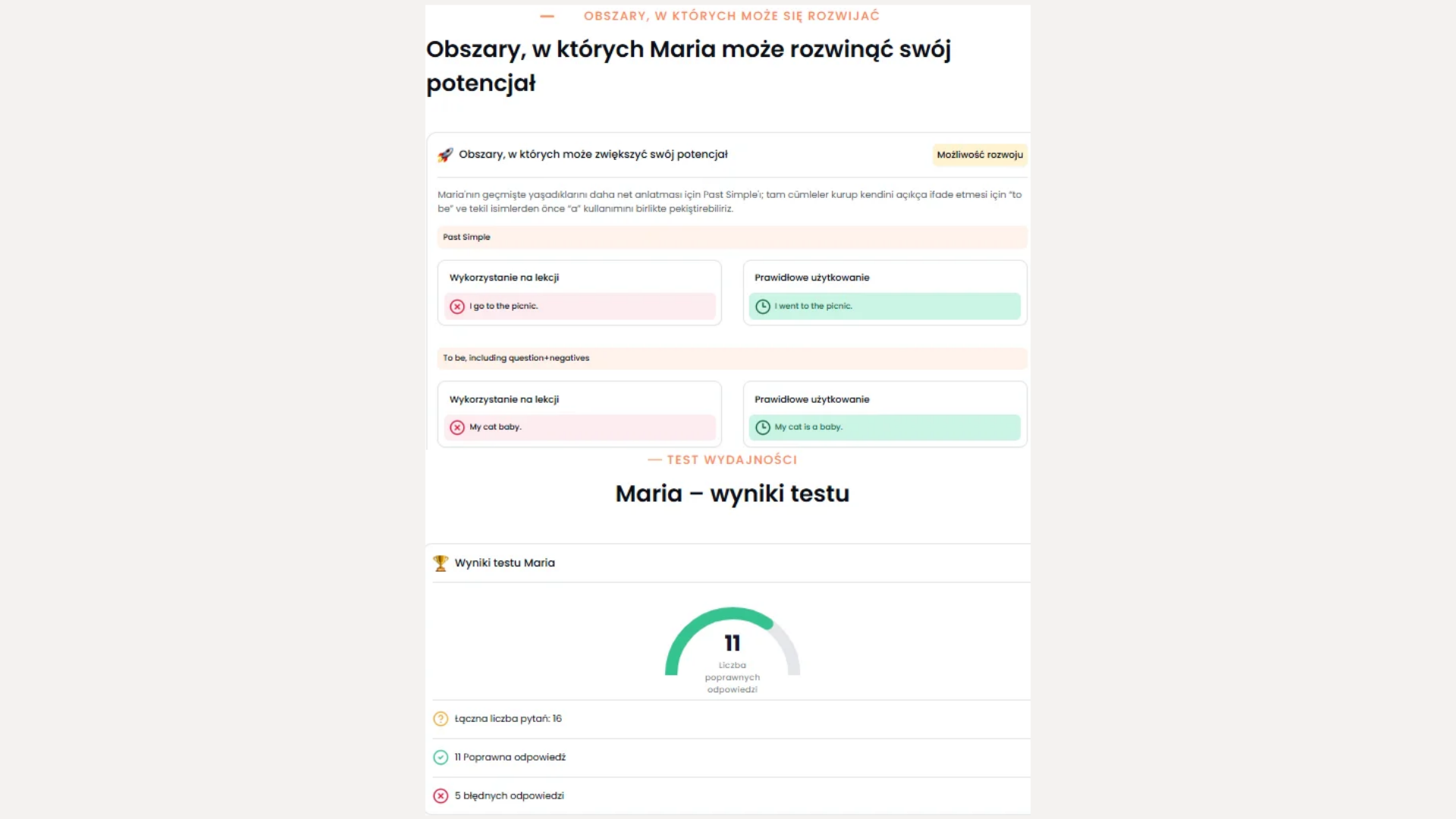 Przykładowy raport FLAI dla rodziców II